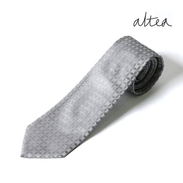 ALTEA アルテア メンズ ネクタイ 格子柄 ブランド シルバー シルク 2321266 2023...
