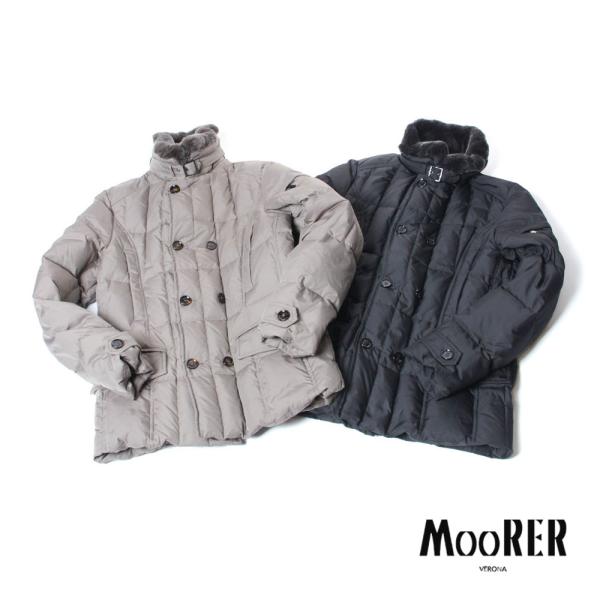 MOORER ムーレー メンズ SIRO ダウンジャケット ダブルブレスト ラビットファー 撥水 2...