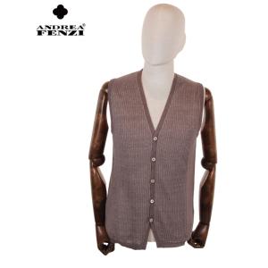 【セール】【国内正規品】ANDREA FENZI 5B シングルジレ リネン ニットベスト ストライ...