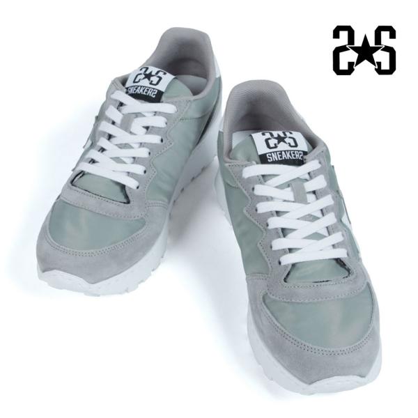 【セール】2 STAR ツースター メンズ レザー ナイロン コンビ スニーカー 本革 シンプル グ...