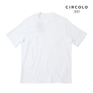 CIRCOLO1901 チルコロ1901 メンズ モックネック カットソー 半袖 Tシャツ 無地 シンプル ホワイト 3104-388913 国内正規品｜up-avanti