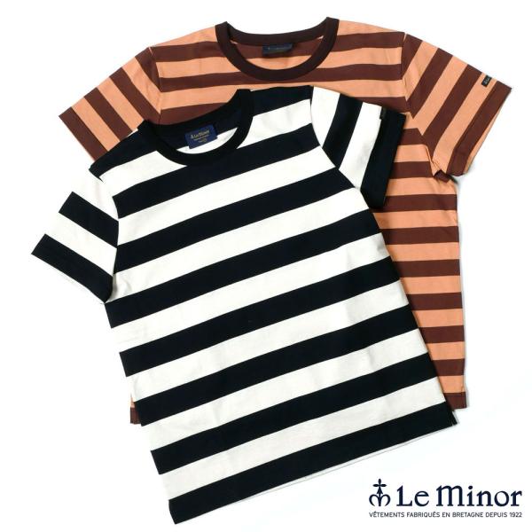 Le minor ルミノア メンズ ボーダー カットソー クルーネック 半袖 コットン Tシャツ 6...