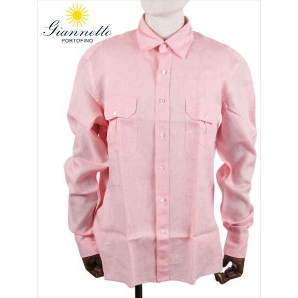 【SALE】giannetto ジャンネット リネンシャツ ワークシャツ ピンク AG851ALP6...