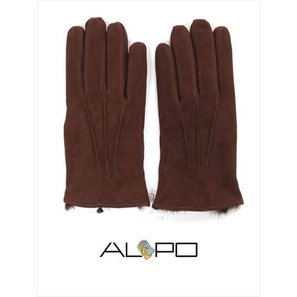 ALPO アルポ スエードグローブ ダークブラウン 手袋 メンズ AP182UA SUEDE LAP...