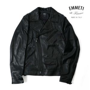 EMMETI エンメティ メンズ corbync23 ダブル ライダースジャケット レザー ブルゾン 本革 羊革 ブラック 2023-24AW 国内正規品｜up-avanti