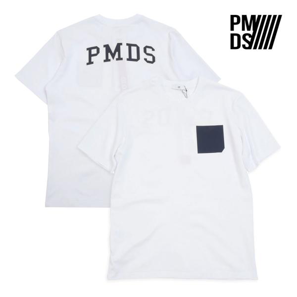 P.M.D.S ピーエムディーエス メンズ 半袖カットソー Tシャツ ホワイト バックロゴ 白 M ...