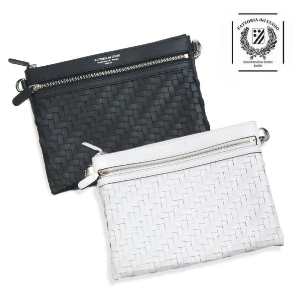 FATTORIAdelCUOIO ファットリアデルクオーイオ サコッシュ&amp;ポーチ 本革 white ...