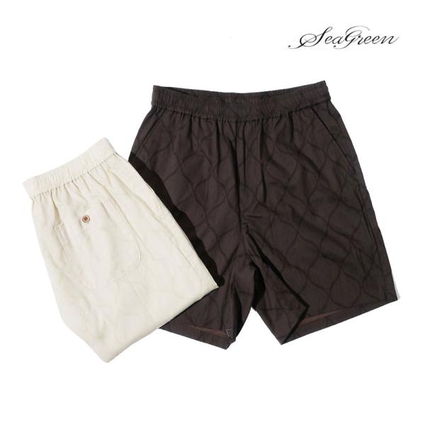 Seagreen シーグリーン メンズ ジャガード クロシェ ショートパンツ アイボリー ブラウン ...