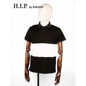 H.I.P by SOLIDO エイチアイピーバイソリードGHISA ホワイト×ブラック 鹿の子 ボーダー ポロシャツ MSH18S804 HIP 国内正規品｜up-avanti