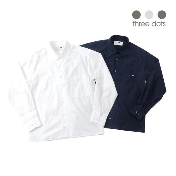 THREE DOTS スリードッツ メンズ タイプライター 半袖シャツ te202m 国内正規品