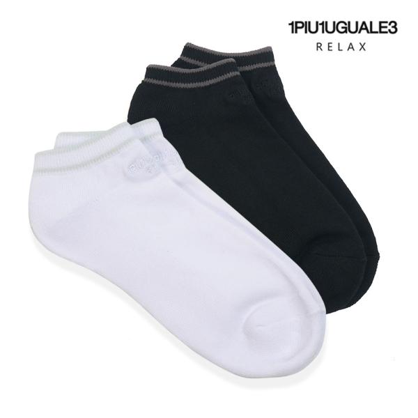 1PIU1UGUALE3 RELAX ウノピゥウノウグァーレトレ リラックス ロゴ ソックス ホワイ...