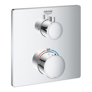 GROHE[グローエ]　浴室用水栓　【24 078 00J】 グローサーモ サーモスタットシャワー埋込混合栓 スクエアタイプ 化粧部｜up-b