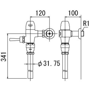 INAX トイレ フラッシュバルブ CF-5110U-C 一般地用 洗浄水量10-15L便器用 中水用[納期4週間] CF5110UC｜up-b