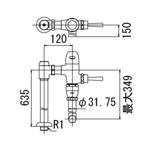 INAX トイレ フラッシュバルブ CF-53U-C 一般地用 洗浄水量10-15L便器用 中水用[納期4週間] CF53UC｜up-b