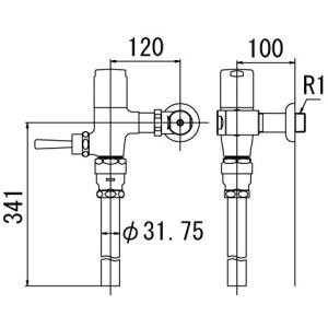 INAX トイレ フラッシュバルブ CF-T6110 一般地用 洗浄水量6-8L便器用（定流量弁付フラッシュバルブ） 上水用 CFT6110｜up-b