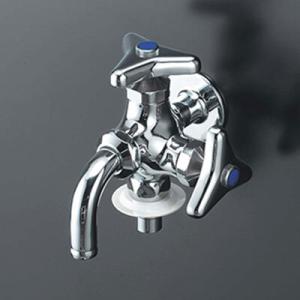【数量限定】KVK 屋外ホース接続ニップル付二口横水栓 K124CSPJ 41ZcyuHRsGL._AC_UF350,
