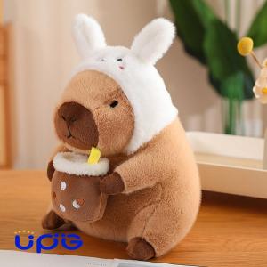 ぬいぐるみ 抱きまくら おもちや カピバラ 可愛い 動物 萌え萌え ふわふわぬいぐるみ ヘッドギアは取り外し可能 柔らかい 癒し 肌触り｜up-g