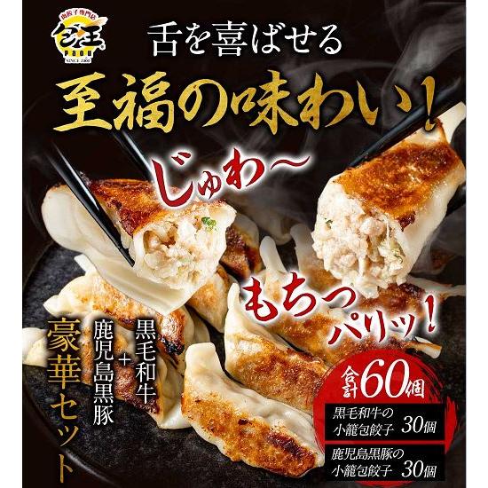 黒毛和牛の肉大盛餃子+鹿児島黒豚の肉盛餃子（各27g30個）餃子 ギョウザ 大容量 お取り寄せ 食品...