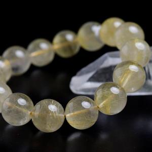 在庫処分特価 ゴールドルチル ブレスレット (約14-14.5mm×15珠) ルチルクォーツ 金針水晶 天然石 パワーストーン｜up-stone