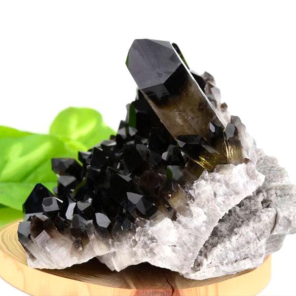 アーカンソー州産 黒水晶 スモーキークォーツ (約699.5g) クラスター 原石 アーカンソー産 ...
