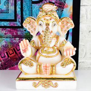 期間限定お値下げ！ ガネーシャ　天然石　特大　置物　希少 ガネーシャ 置物 (約4.78kg) 豪華絢爛 特級品 最高級エクストラ