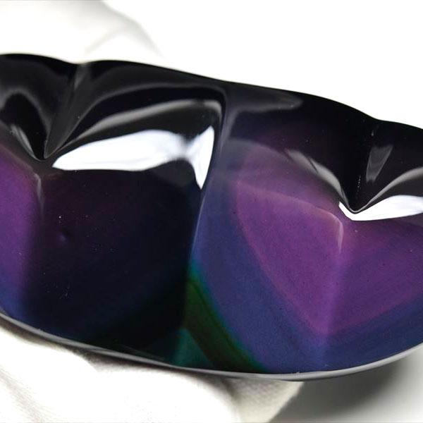 レインボー オブシディアン ダブルハート (約140.6g) 置物 メキシコ産 レインボーオブシディ...