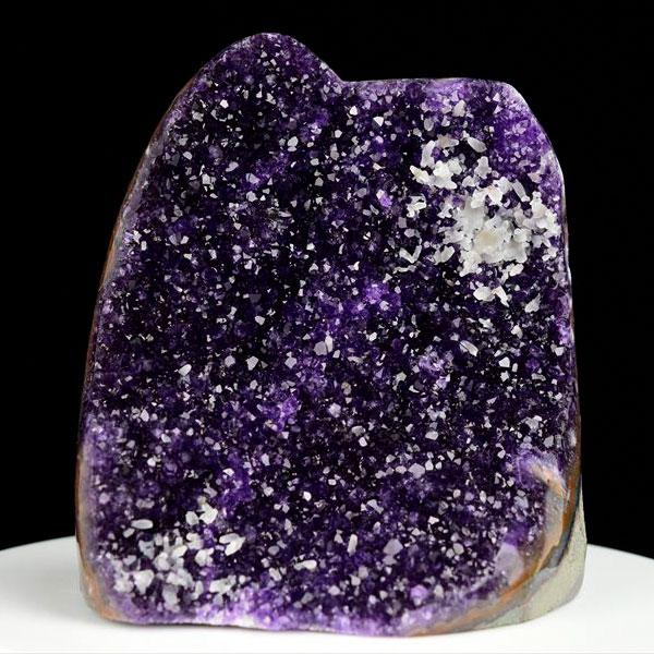 アメジスト カットベース 蛍光カルサイト共生 ポリッシュエッジ (約1529g)クラスター 原石 ウ...