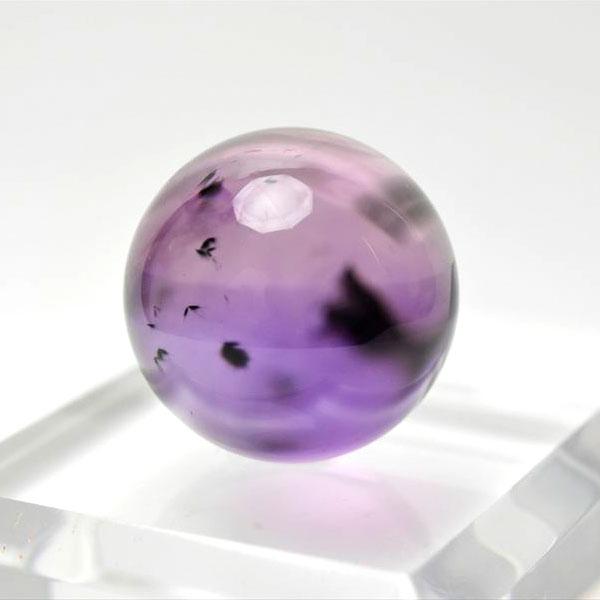 ロマネサイトインアメジスト ファントム 丸玉 (約28mm珠) ブラジル産 花入り アメジスト タン...