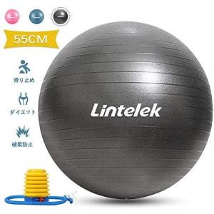 Lintelek バランスボール ヨガボール フィットネスボール 65cm/55cm 滑り止め チューブ付 (ブラック55CM 55)｜up-to-date