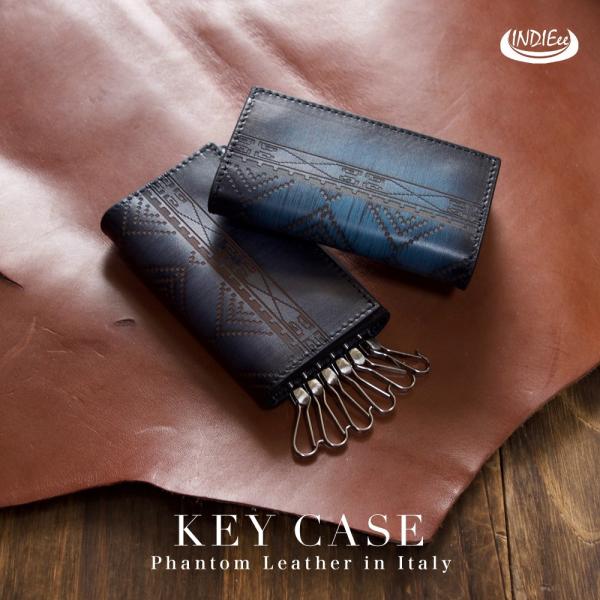 INDIEee インディ イタリア製 オルテガ ファントムレザー キーケース スマートキーケース メ...