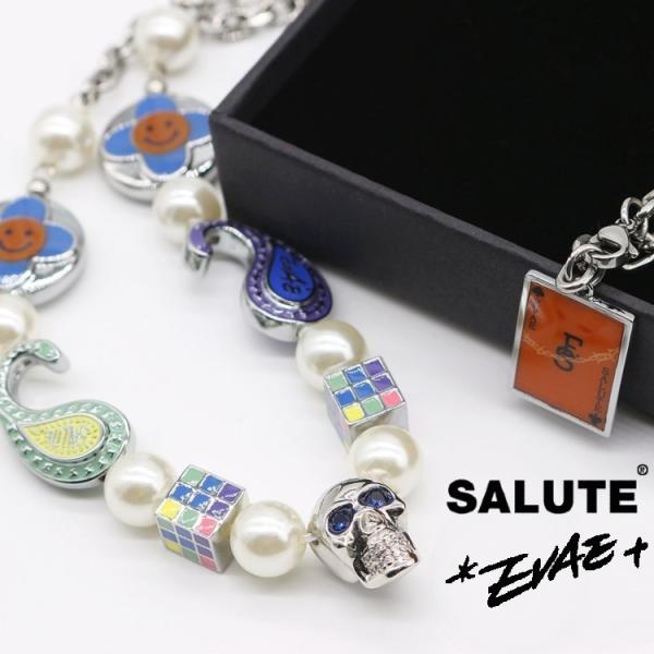 EVAE MOB×SALUTE エバーモブ×サルーテ CROSS FLOWER SMILEY NEC...