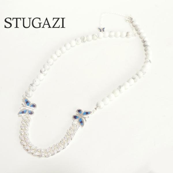 STUGAZI スガジ White turquoise butterfly Necklace ネック...