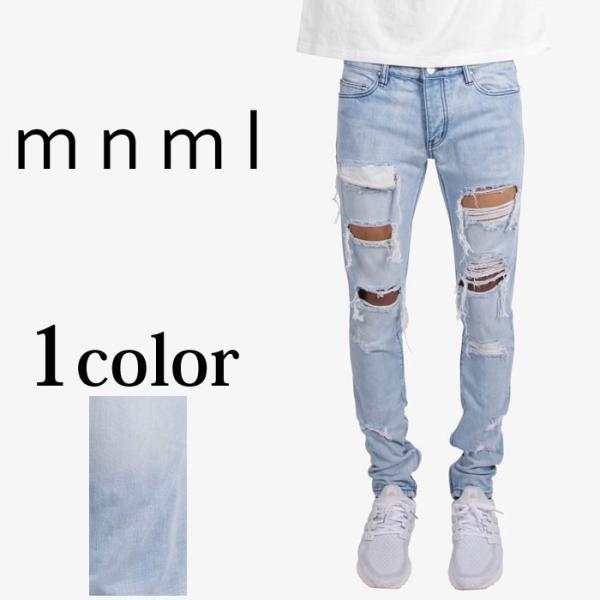 mnml ミニマル M38 DENIM ダメージ加工 サイドジップ デニム ジーンズ クラッシュデニ...