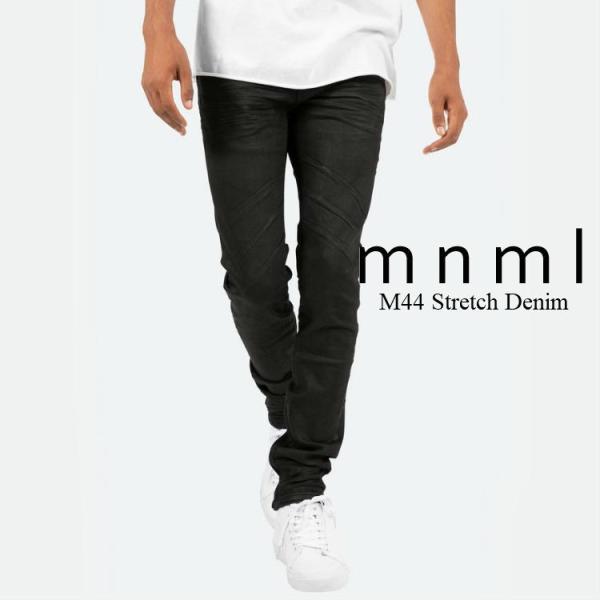 mnml ミニマル ストレッチ スリムデニム 裾ZIP スキニーパンツ ジーンズ STRETCH Z...