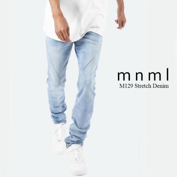 mnml ミニマル ストレッチジッパーデニムパンツ M129 スリムパンツ ボトム メンズ ダメージ...