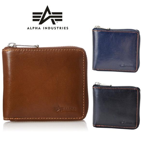 ALPHA INDUSTRIES アルファインダストリーズ イタリアンレザー 二つ折り財布 革 ウォ...