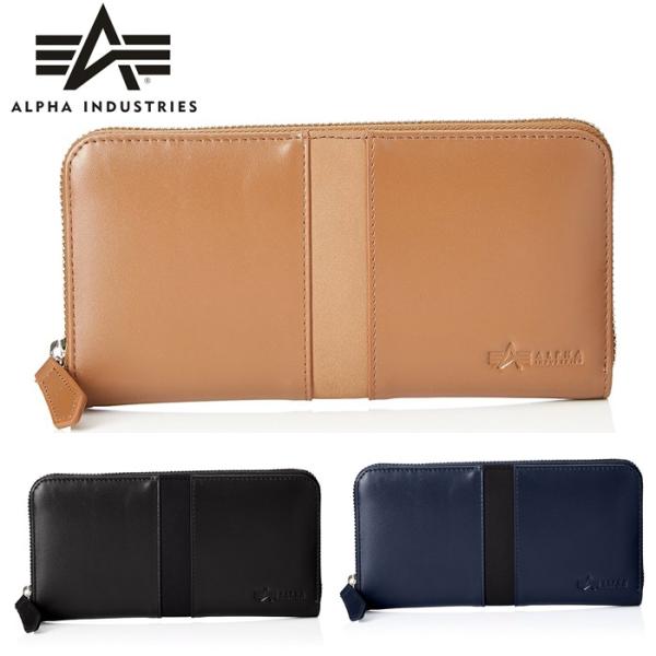 ALPHA INDUSTRIES アルファインダストリーズ 牛革 ラウンドファスナー長財布 メンズ ...