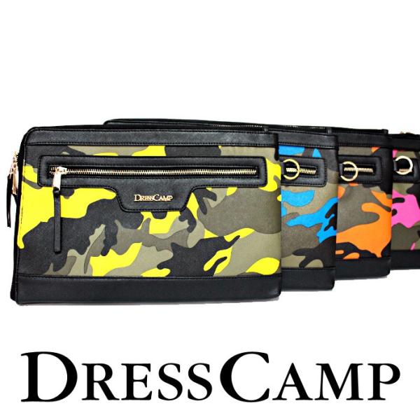 DRESSCAMP ドレスキャンプ バッグ ハンドバッグ ネオンカラー カモフラージュ柄クラッチバッ...