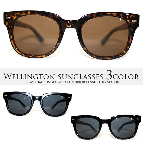 レトロ系人気のウェリントンサングラス　メンズ レディース UV 紫外線 ウェリントン型