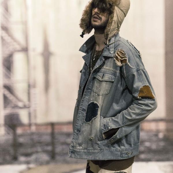 NO ID.×OVERDESIGN ノーアイディー ストレッチデニム レザーリペアGジャン ジージャ...