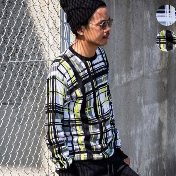 SALE50%OFF 163 イチロクサン ビッグチェック ニット プルオーバー フーディー ニット...