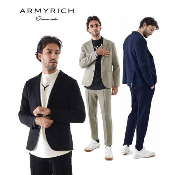 ARMYRICH アーミーリッチ ポンチテーラードセットアップ メンズ 上下セット カジュアルスーツ...