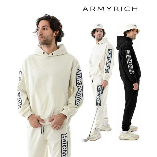 ARMYRICH アーミーリッチ アーチロゴコットンパーカーセットアップ 26SS メンズコーデ フ...
