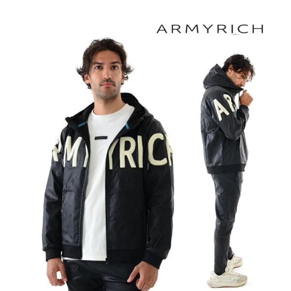 ARMYRICH アーミーリッチ サガラ刺繍PUレザー調フルジップパーカーセットアップ メンズ 上下...