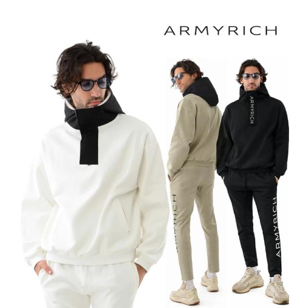 ARMYRICH アーミーリッチ 鹿の子ハーフジッププルパーカーセットアップ メンズ 上下セット ジ...