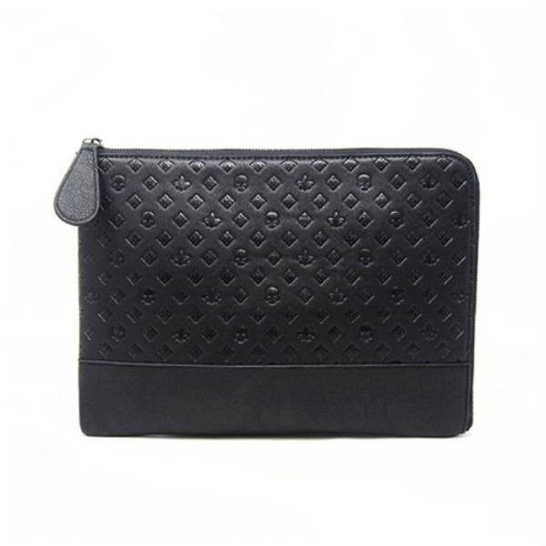 Diavlo ロゴ型押しクラッチバッグ シンプル ブラック バッグ メンズ レディース