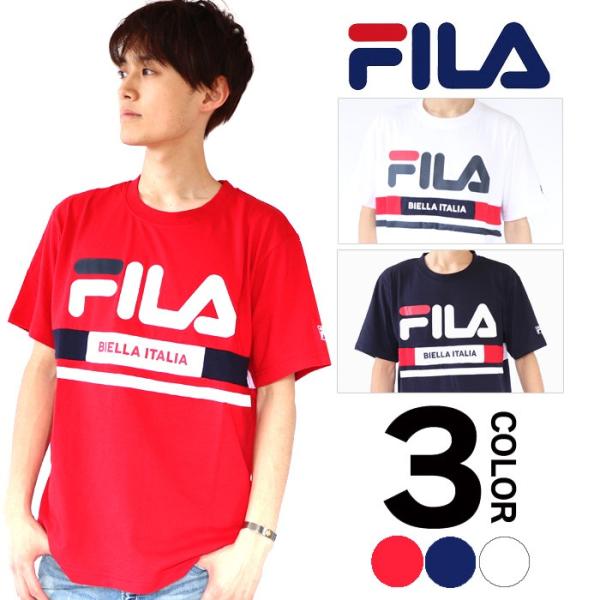 FILA Tシャツ Men's 切替ラインロゴTシャツ 半袖 トップス ウィメンズ