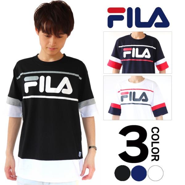 FILA フィラ メンズ レディース Tシャツ Men's 袖バイカラーTシャツ tee トップス ...