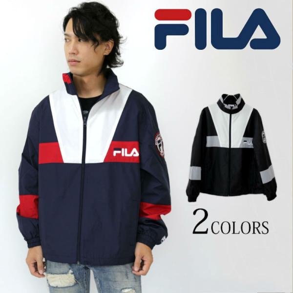 FILA フィラ バックプリントスタンドカラージャケット ジャンバー ナイロンジャケット ブルゾン ...