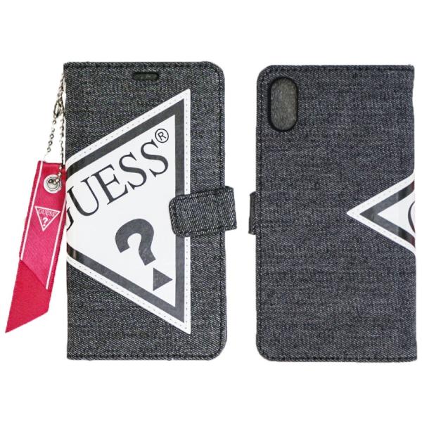 ゲス GUESS iphoneケース トライアングル ロゴ アイフォン10手帳型 ケース アイフォン...